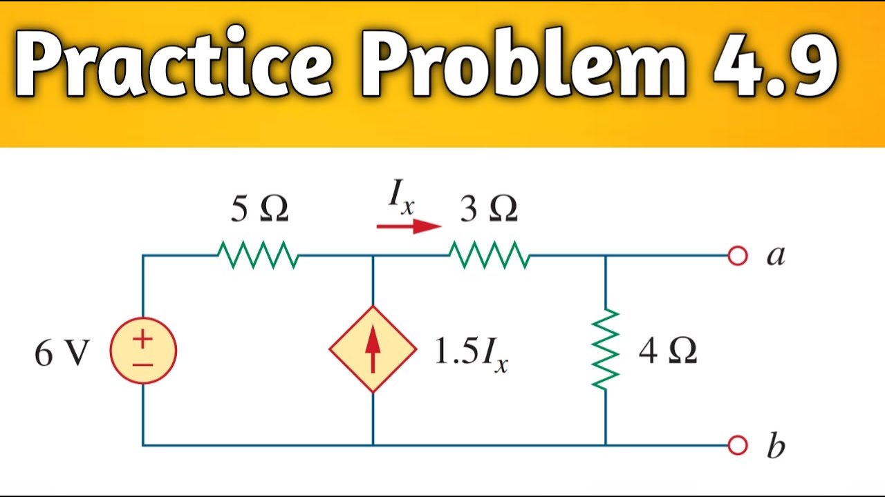 Practice Problem 4.9 | Thevenin's theorem with dependent source | Find the Thevenin equivalent | U&H