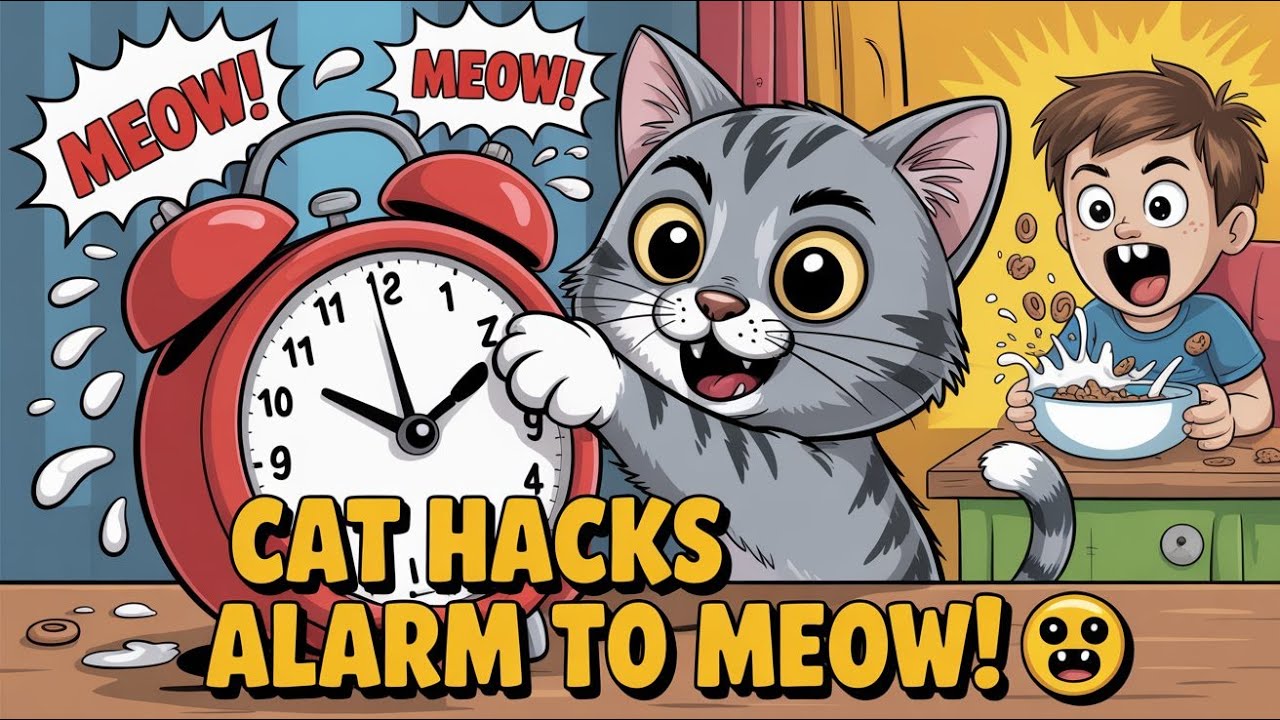 Clickbait + Keywords):"Oliver the Cat Hacks Alarm Clock to MEOW! 😹 Funniest 5-Min Cat Story Ever 😂"