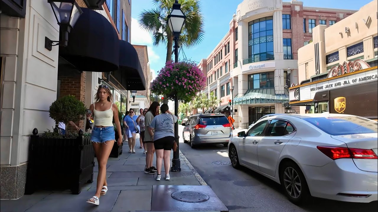 Walking the King Street Shopping District, Meeting Street to White Point Garden Charleston, SC