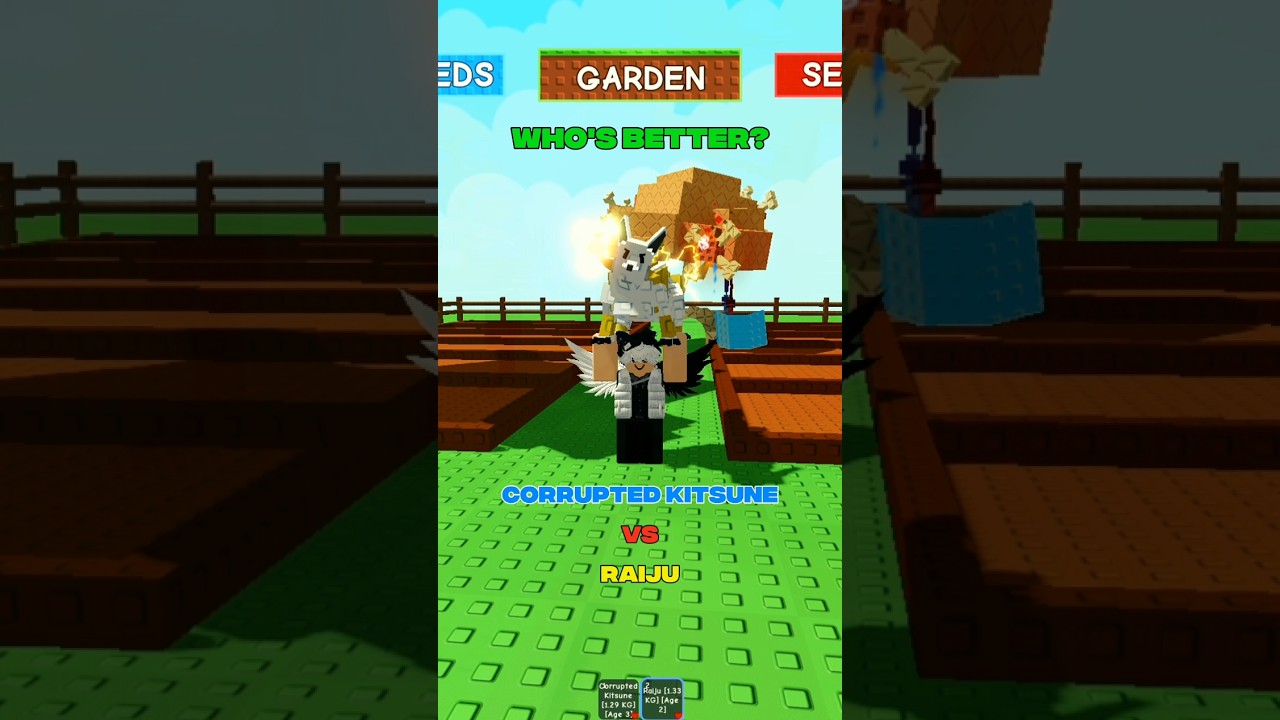 Kitsune Vs Raiju👀🔥 #roblox #growagarden