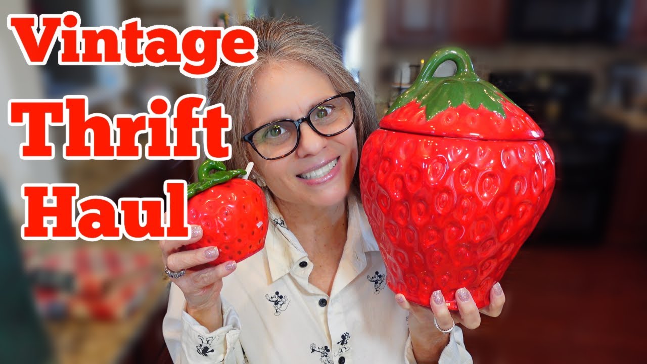 vintage thrift finds at thrift store prices + I found my strawberry cookie jar