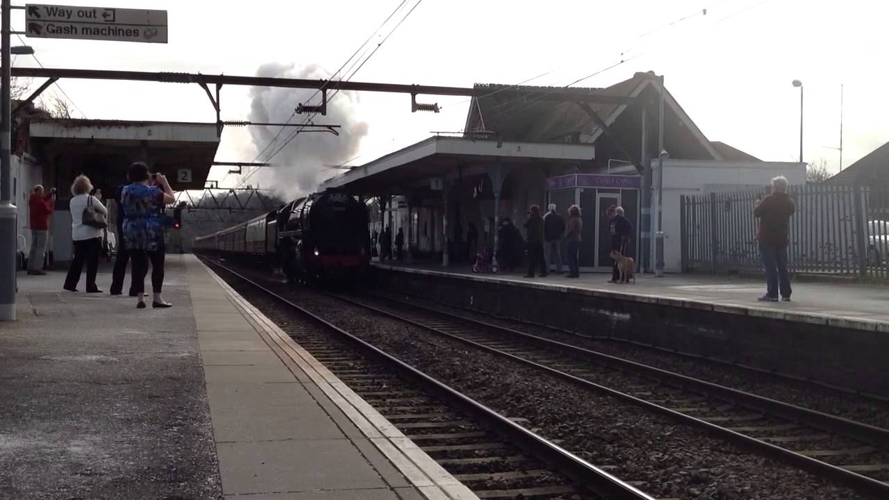 Steam Train Britannia 7000 goes through Hockley 15th March 2014