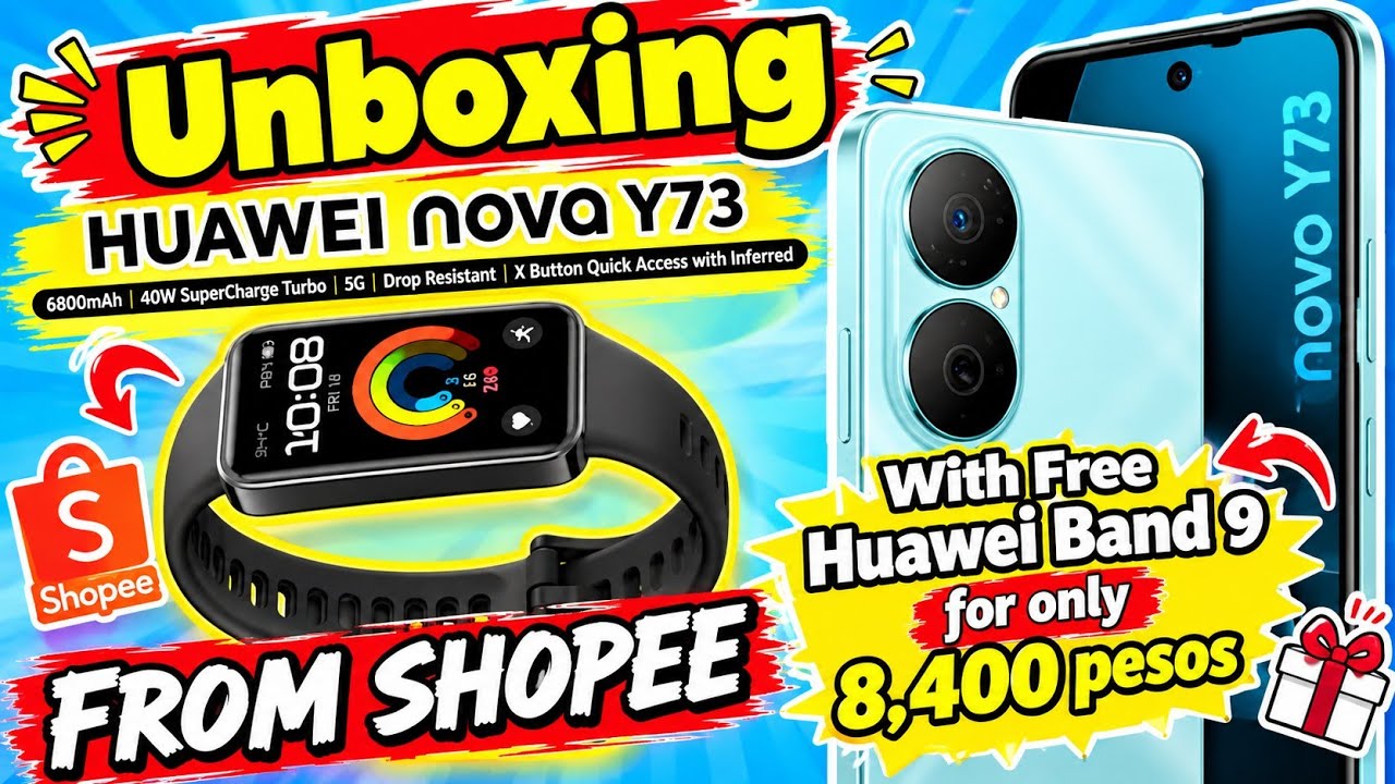 Всего 8400 песо! Распаковка HUAWEI NOVA Y73 с бесплатным фитнес-браслетом HUAWEI BAND 9 от Shopee...