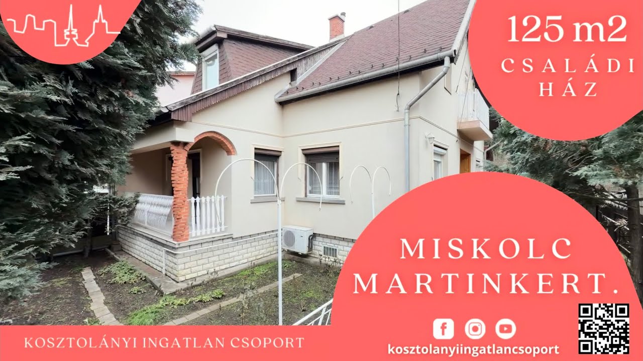 Miskolc Martin-kertvárosban jó állapotú 125 m2-es 5 szobás családi ház 388 m2-es telken eladó! 