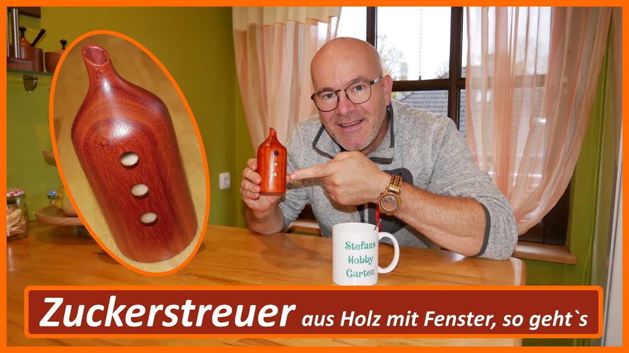 Zuckerstreuer aus Holz - Zuckerstreuer drechseln - Padouk - drechsler - DIY - Zuckerspender