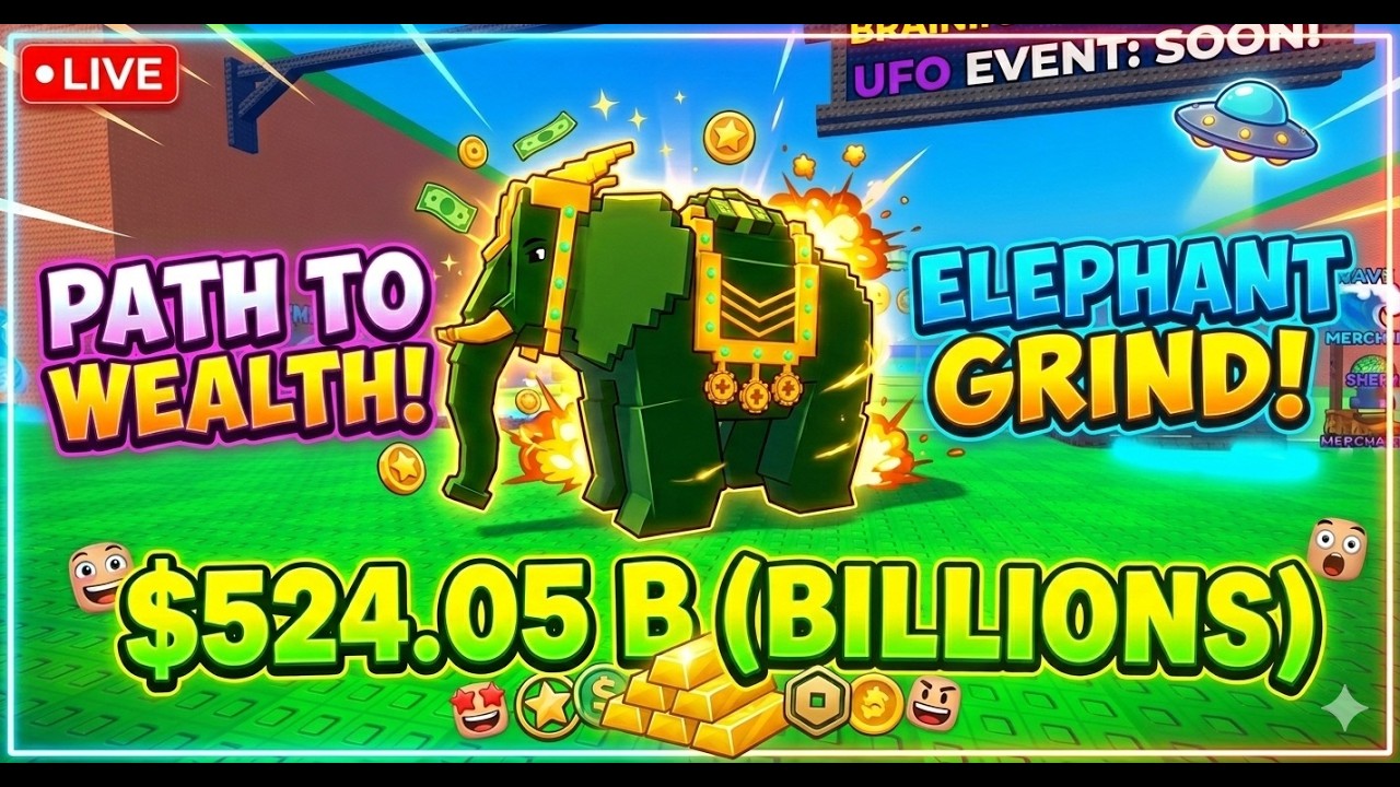 ROAD TO TRILLIONS! 🐘 BIG MONEY ELEPHANT GRIND!  Roblox #robloxlive
