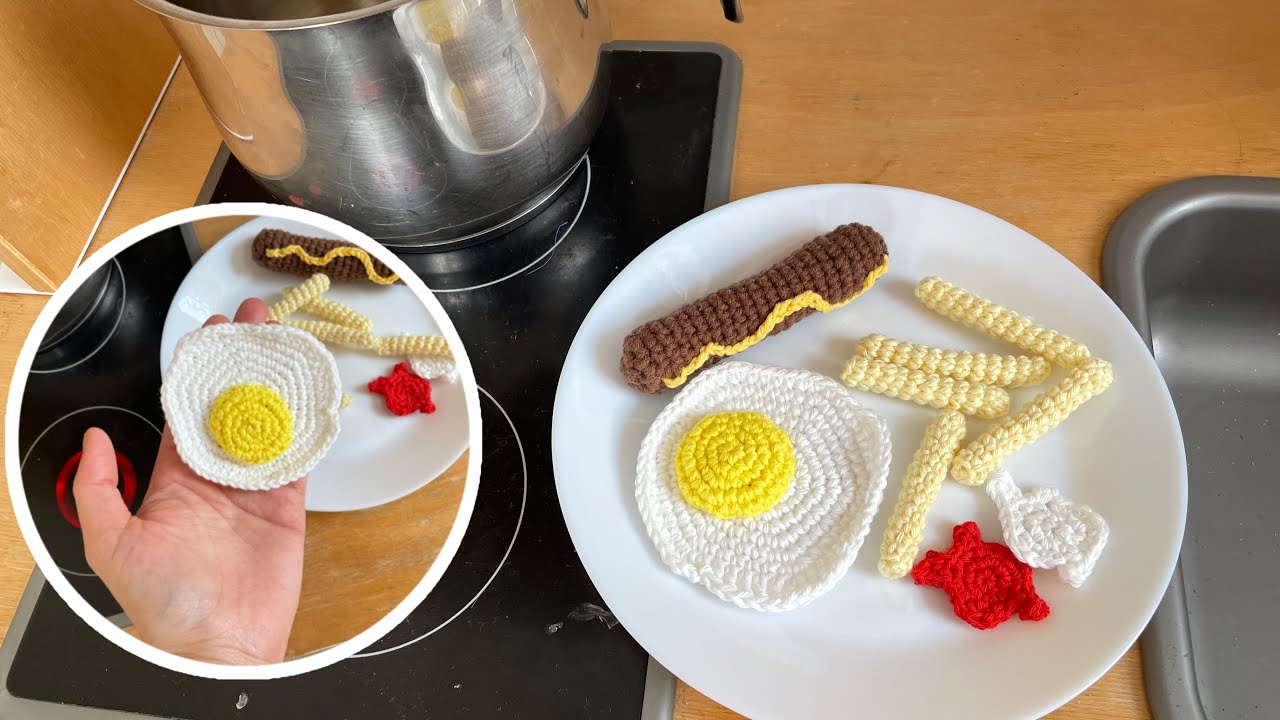 Spiegelei Häkelanleitung 🍳 für die Spielküche häkeln | Marycrochet