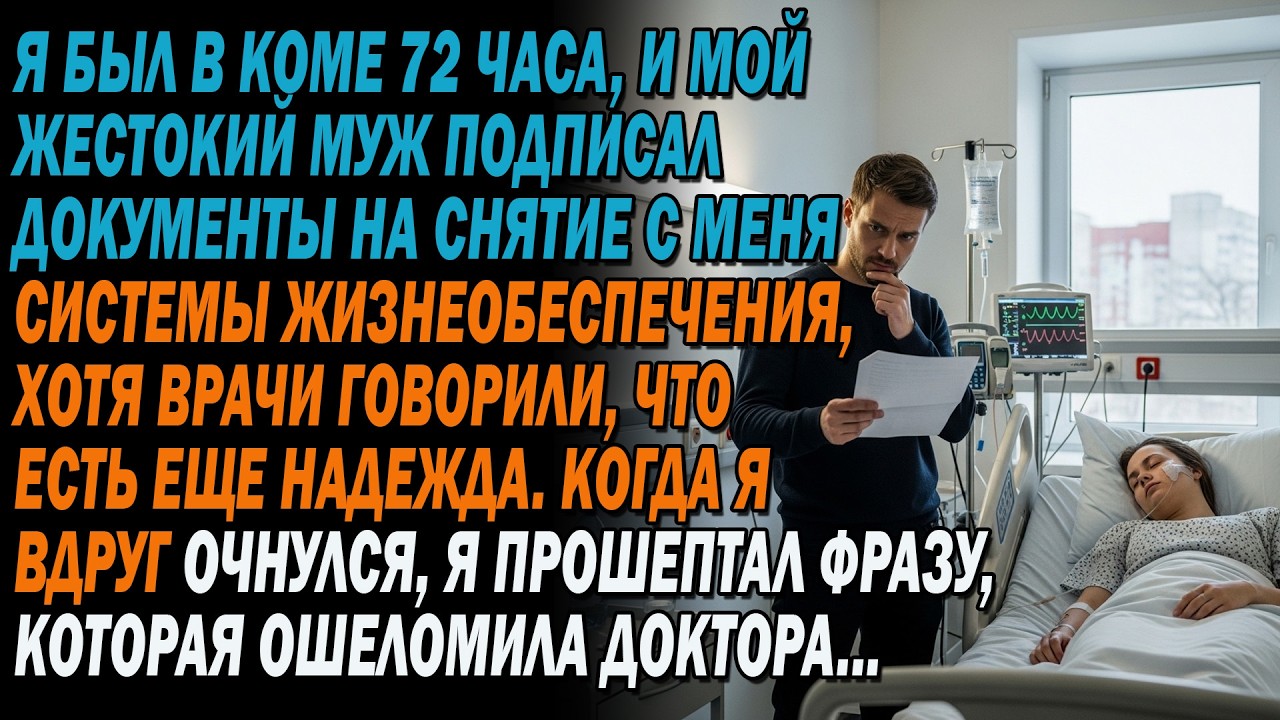 😴Я был в коме 72 часа. Мой муж подписал документы на мое удаление🫁. Но когда я очнулся…😱