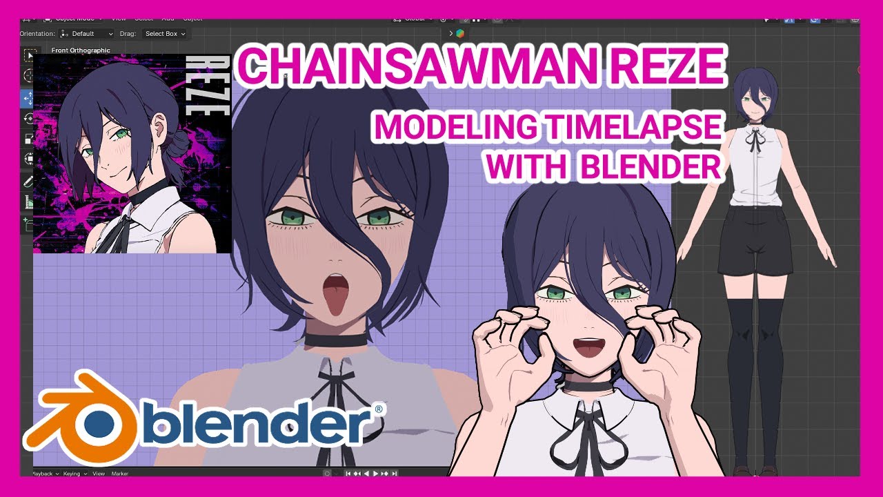 [Blender 3D] 블렌더로 체인소맨 레제 만들기 / Chainsaw Man Reze Modeling Timelapse with blender