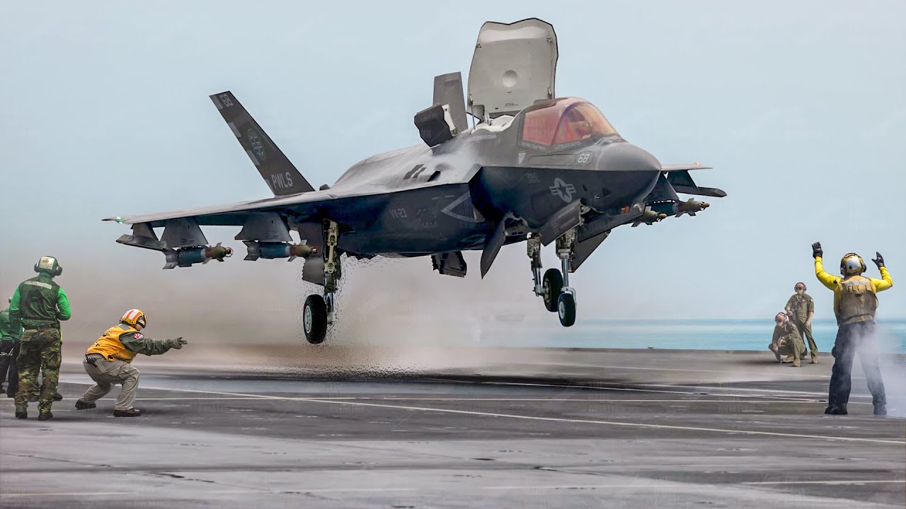 US Advanced Stealth Jet Takes Off from UK Largest Aircraft Carrier at Sea