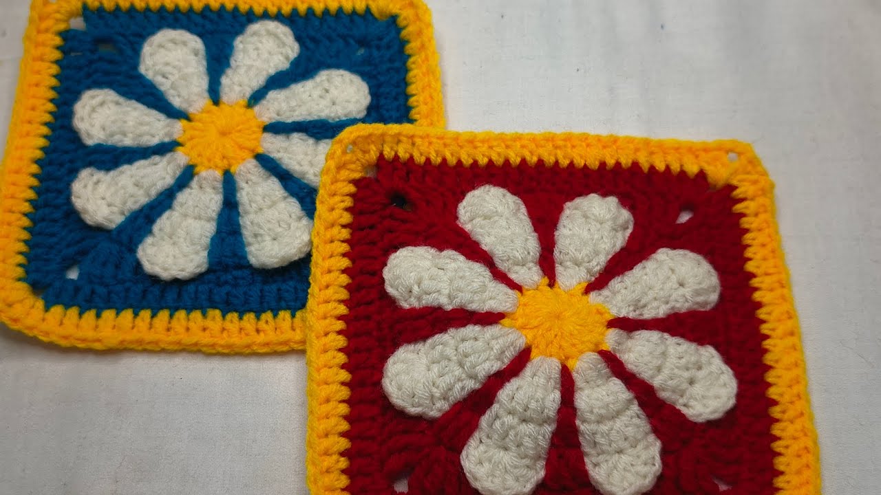 Retro daisy square easy tutorial for beginners || daisy grenny square crochet inspiration 