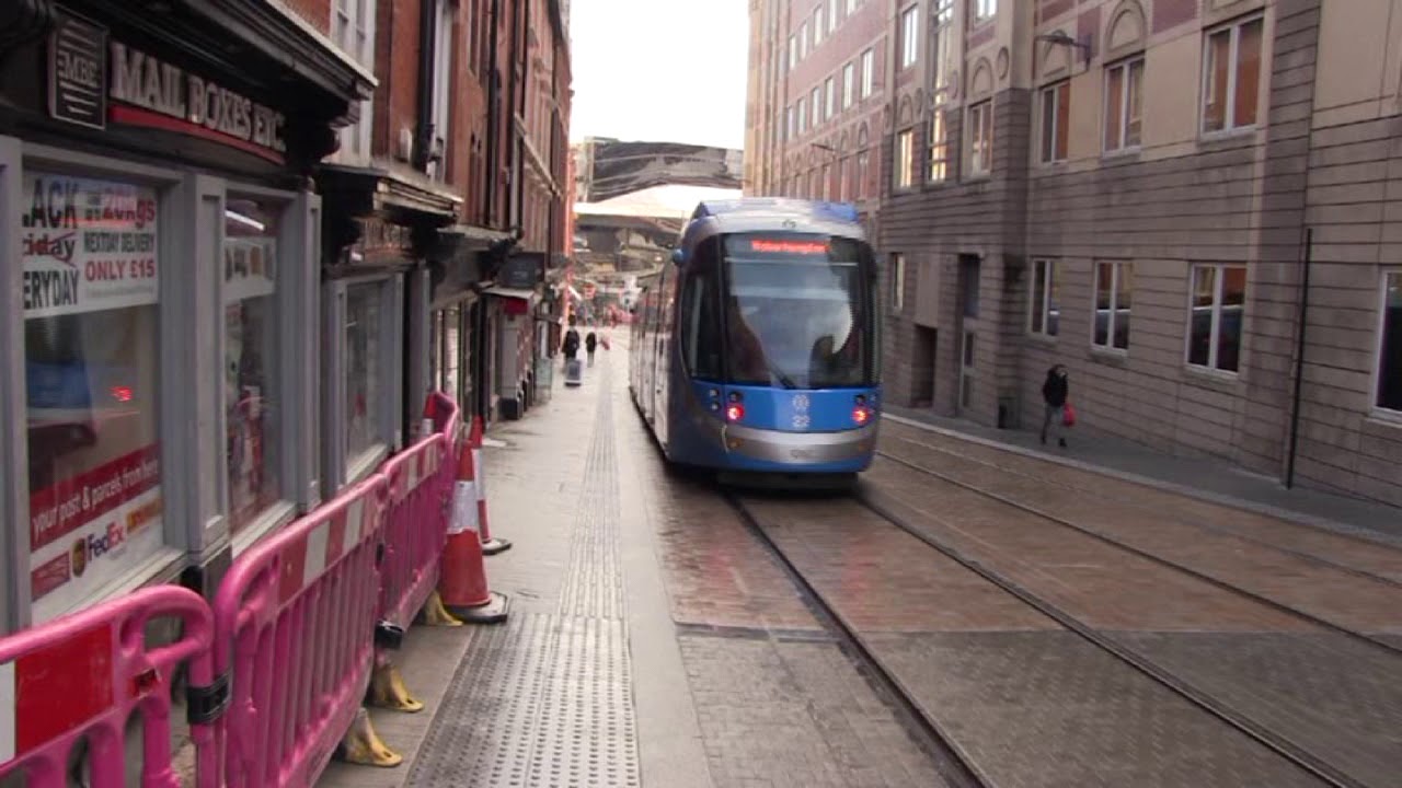W. Midlands Metro, Birmingham, the new extension from Grand Central to Library - Centenary Square.