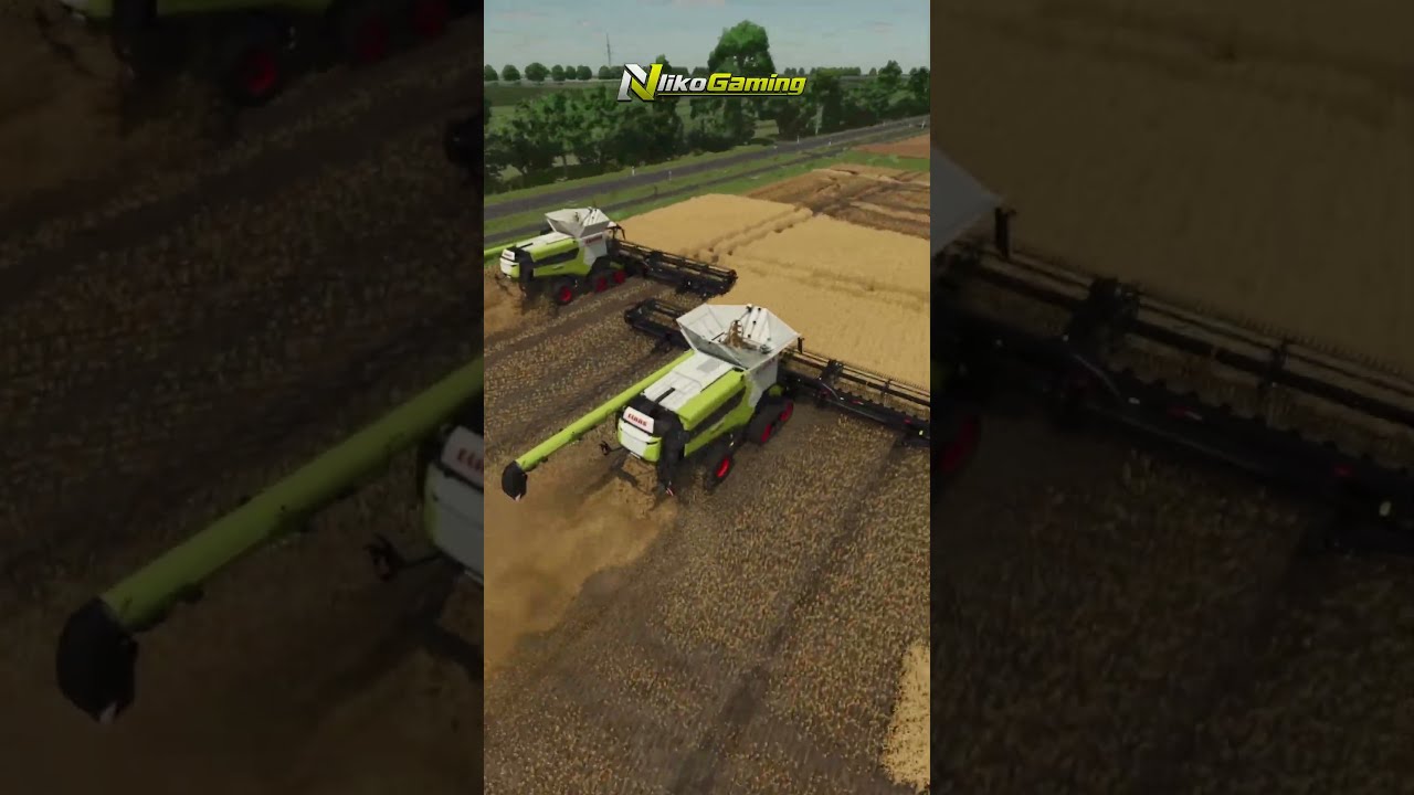 🚜 Two Massive Combines Harvesting One Huge Field! 🌾🔥 #Shorts