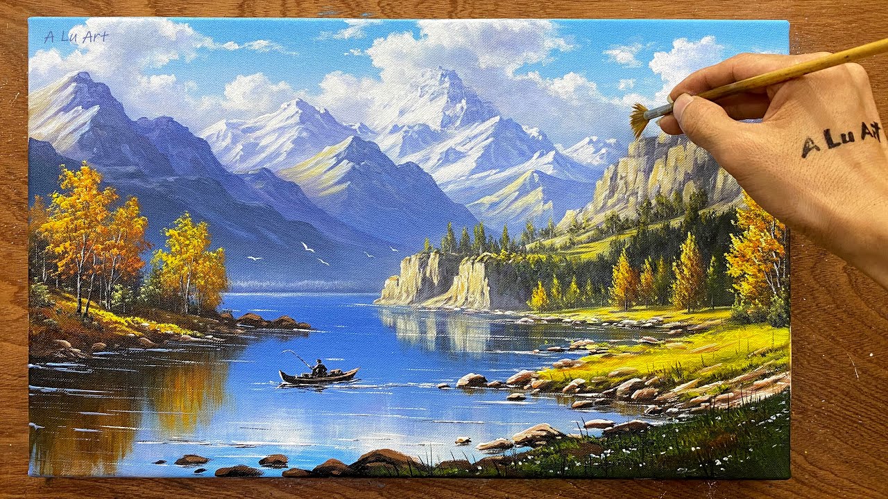 How to draw landscape painting 