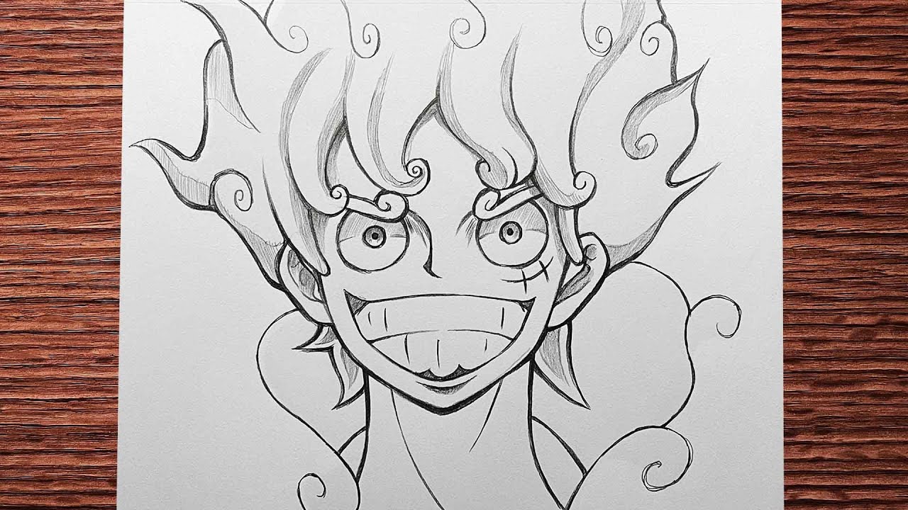 Easy anime sketch | How to draw Luffy`s Gear 5  - [One Piece] step-by-step