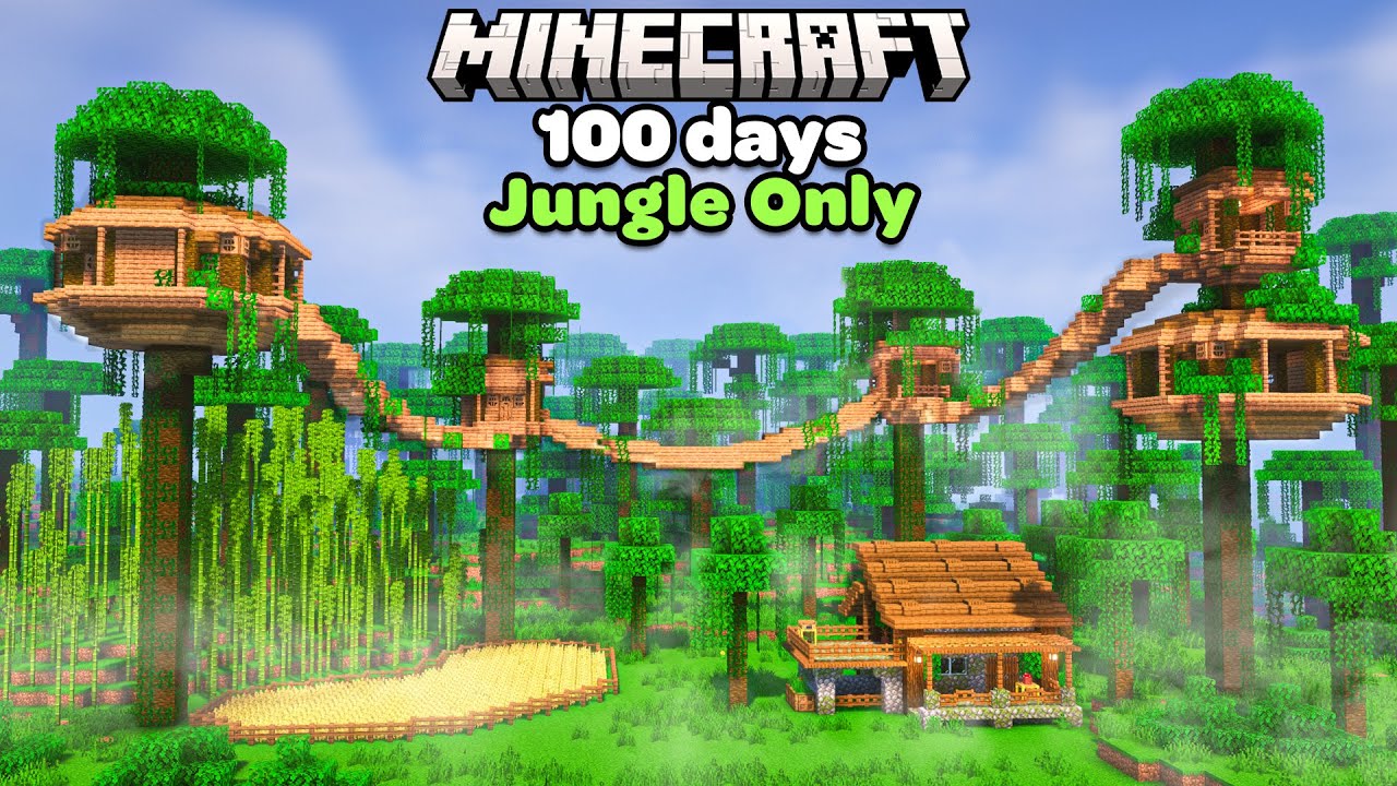 I Spent 100 Days in a Cozy Jungle Only World in Minecraft