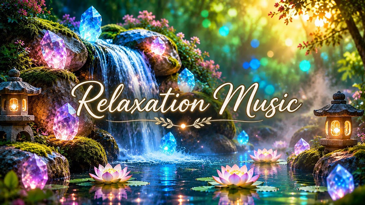 😴 Deep Sleep Meditation Music | Healing Waterfall Sounds & Crystal Ambience