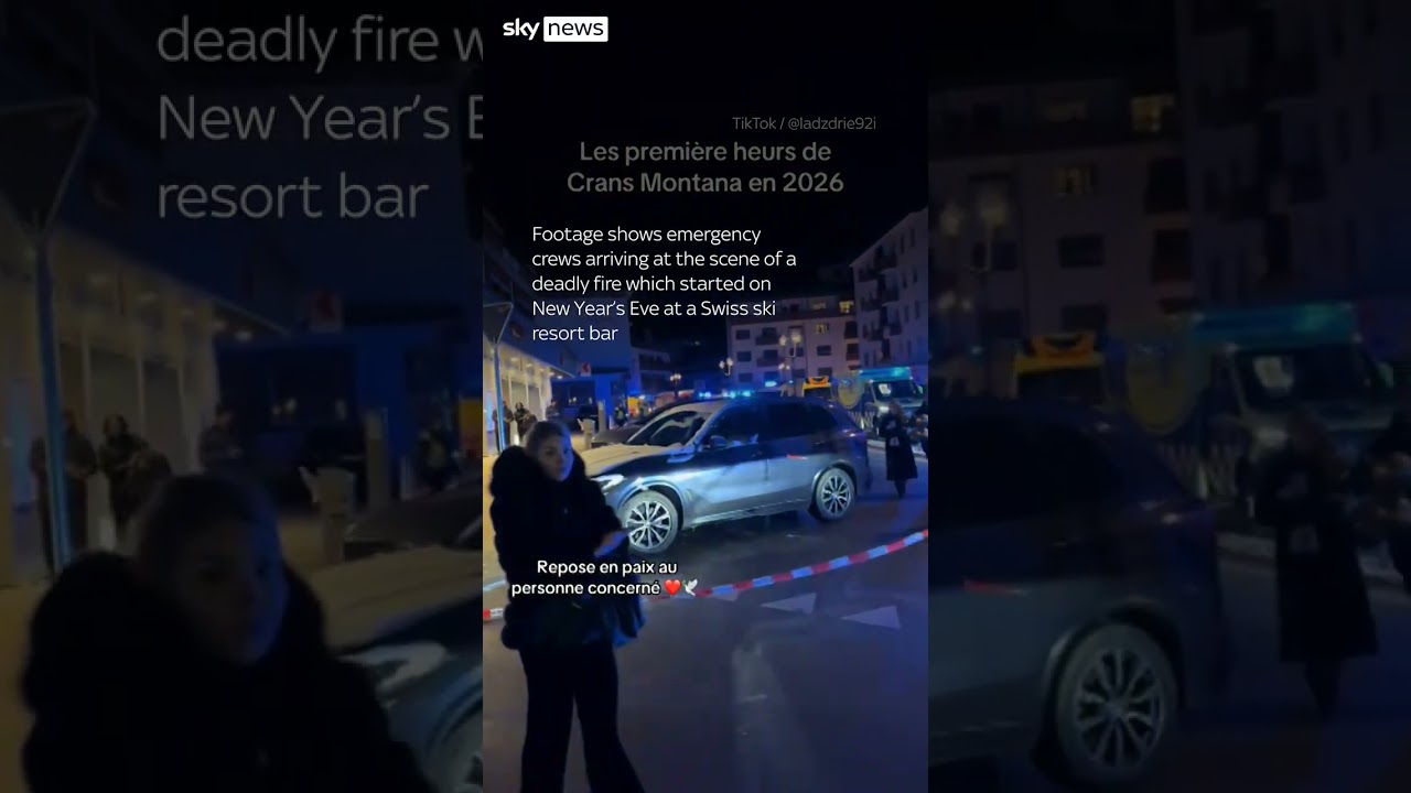 Aftermath of fire at ski resort bar in SwitzerlandFootage shows emergency crews arriving