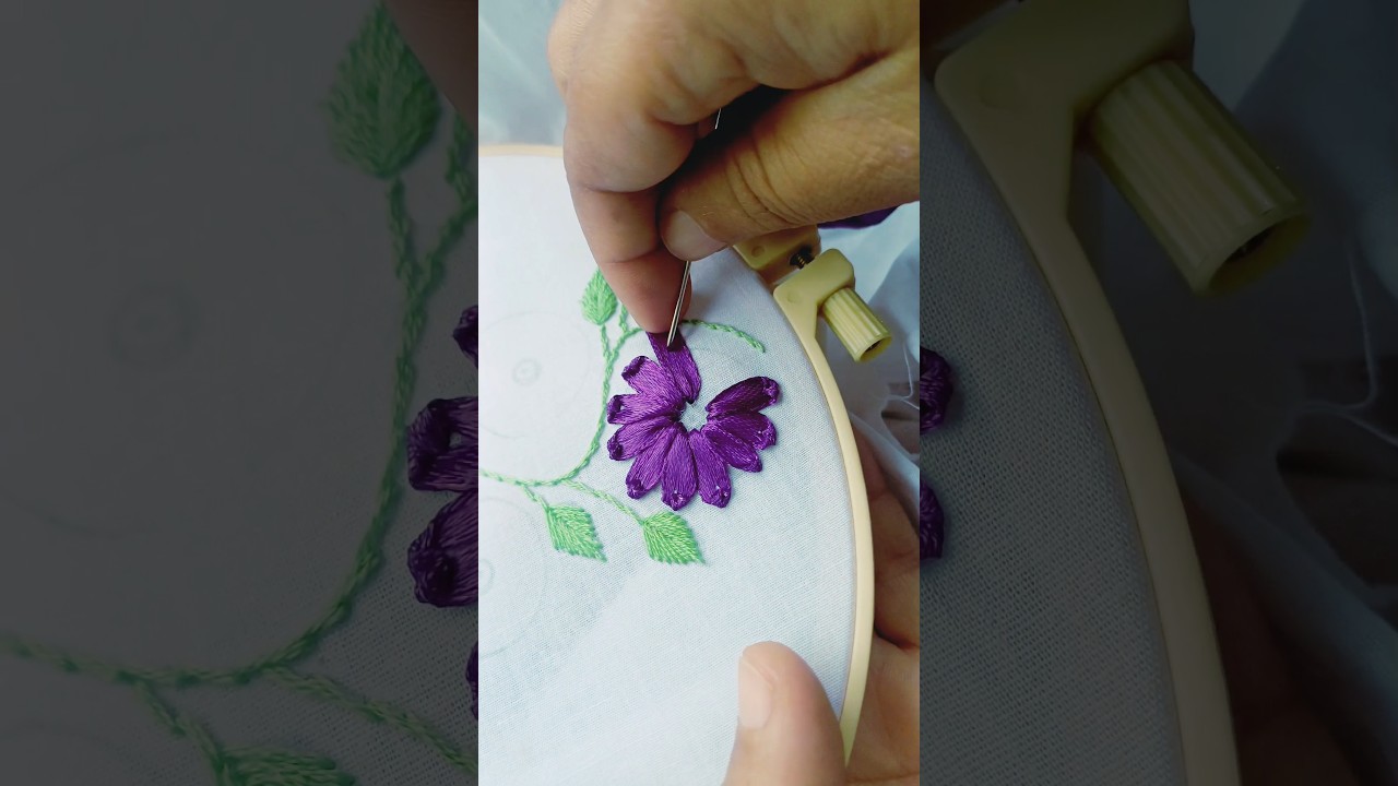 Ribbon embroidery flower #embroidery #flowerstitch#embroiderydesigns #viralvideo#shorts #shortvideo