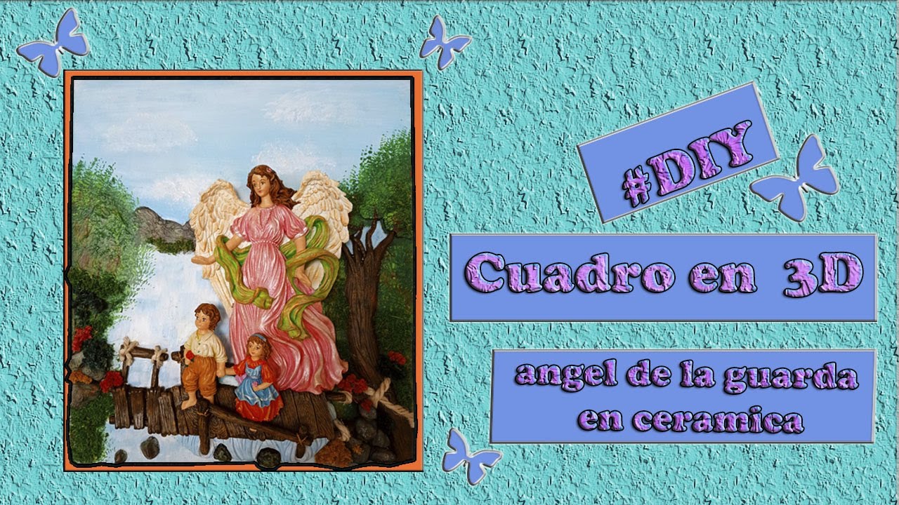 Cuadro en 3D/&aacute;ngel de la guarda en cer&aacute;mica