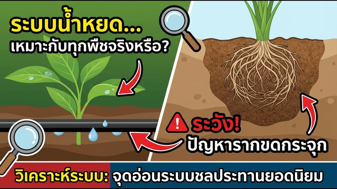 น้ำหยดเหมาะกับทุกต้นจริงหรือ? วิเคราะห์ข้อดี-ข้อเสียและวิธีป้องกันรากพันกัน