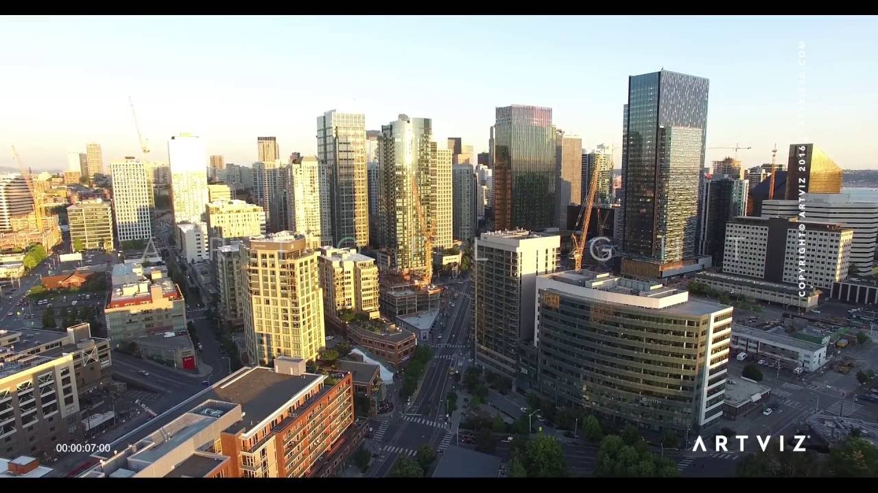 Artviz &trade; Art Of Light &mdash; Aerial 4K HD Footage Seattle