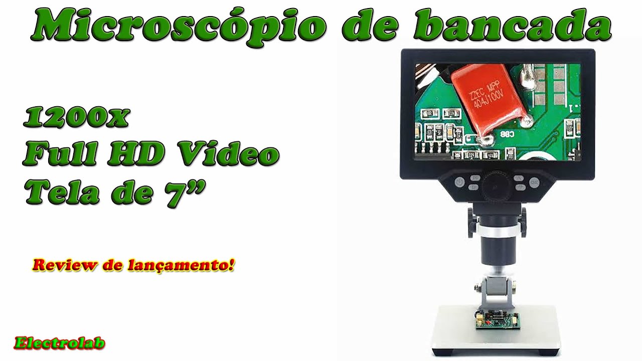 Novo Microscópio de bancada G1200 com LCD de 7