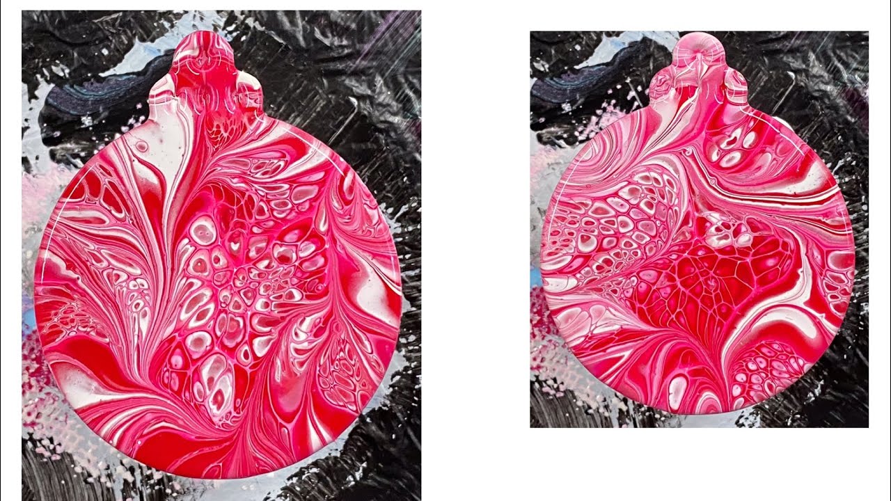 (1062) Modified Bloom Technique ~ Wooden Ornaments ~Acrylic Paint Pouring