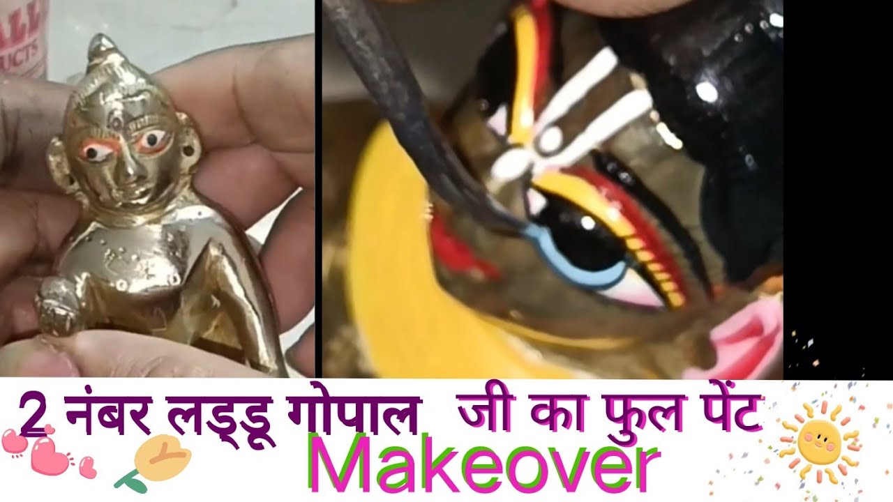 2 Number Laddu Gopal 🥳Full Paint Makeover Tutorial || laddu gopal makeup || @vrindabrajarts