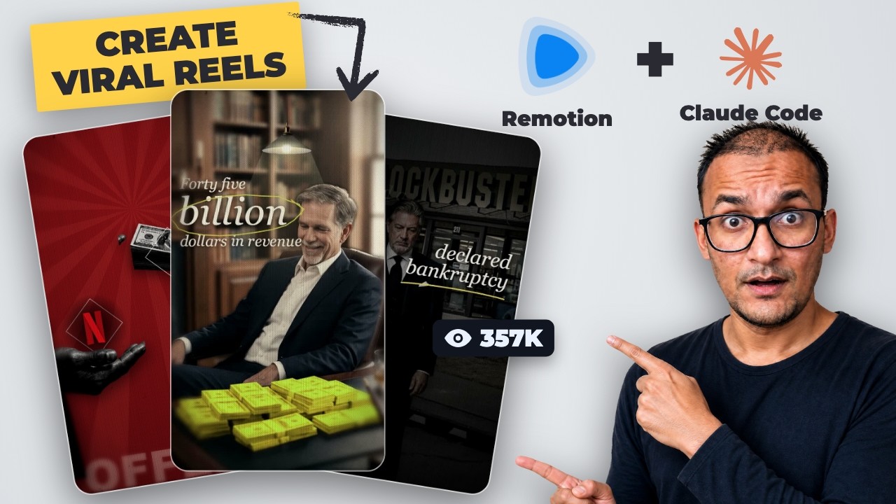 I Made This Viral Reel Using ONLY Remotion & Claude Code