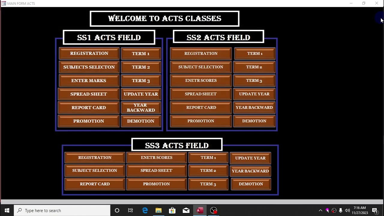 Automated Report Card with Ms Access