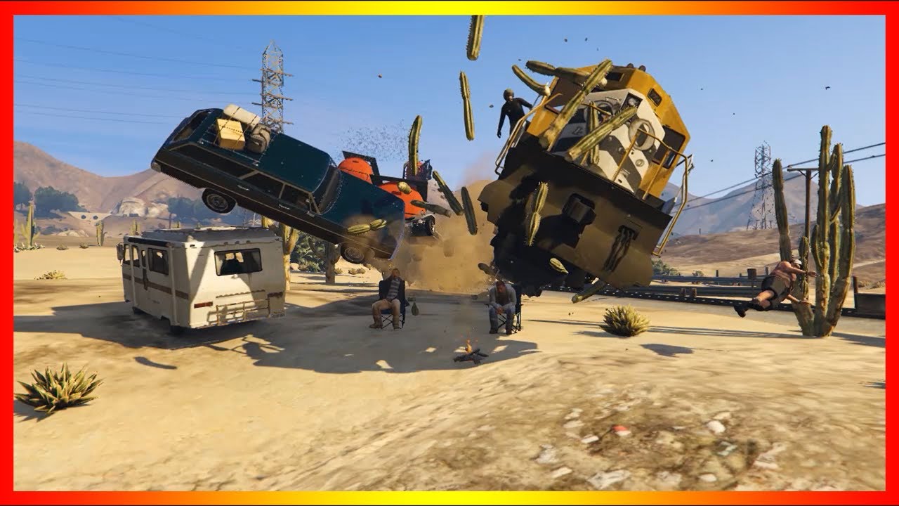 GTA 5 - Train Derailment Crash Compilation 8