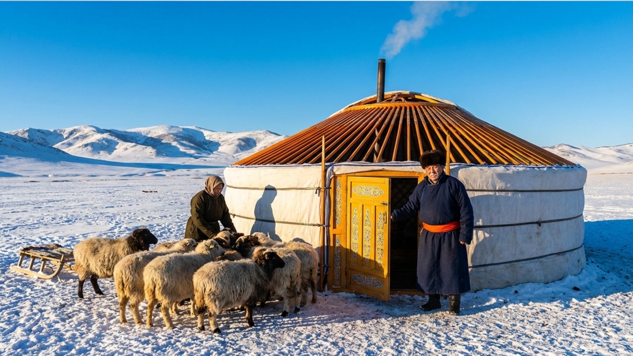 Как монголы переживали зимы &minus;50&deg;C в лагерях (гер) в открытой степи | Архитектурный документальный