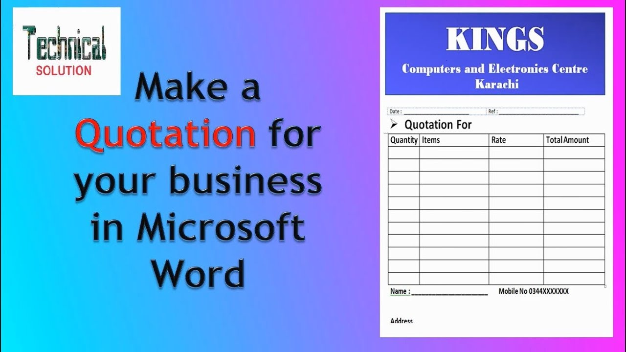 How to make Quotation for your business in MS Word