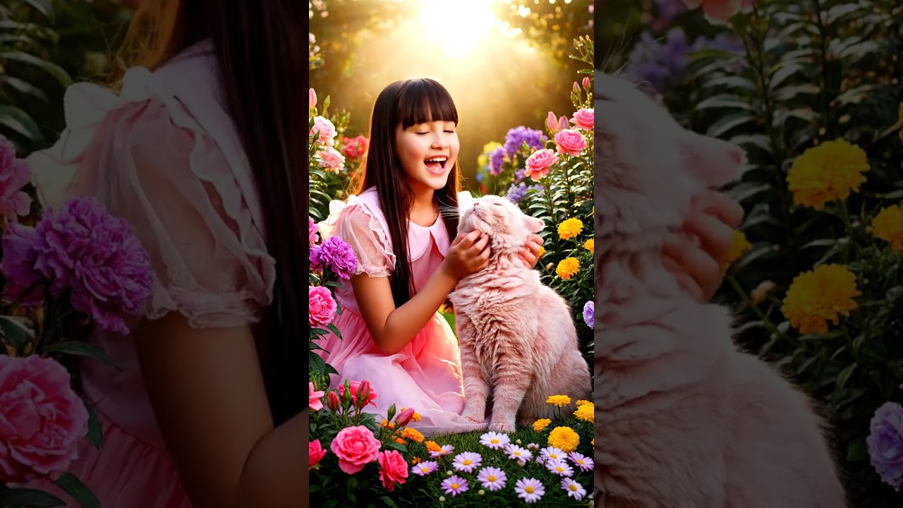 The Little Girl and the Pink Cat - A18 