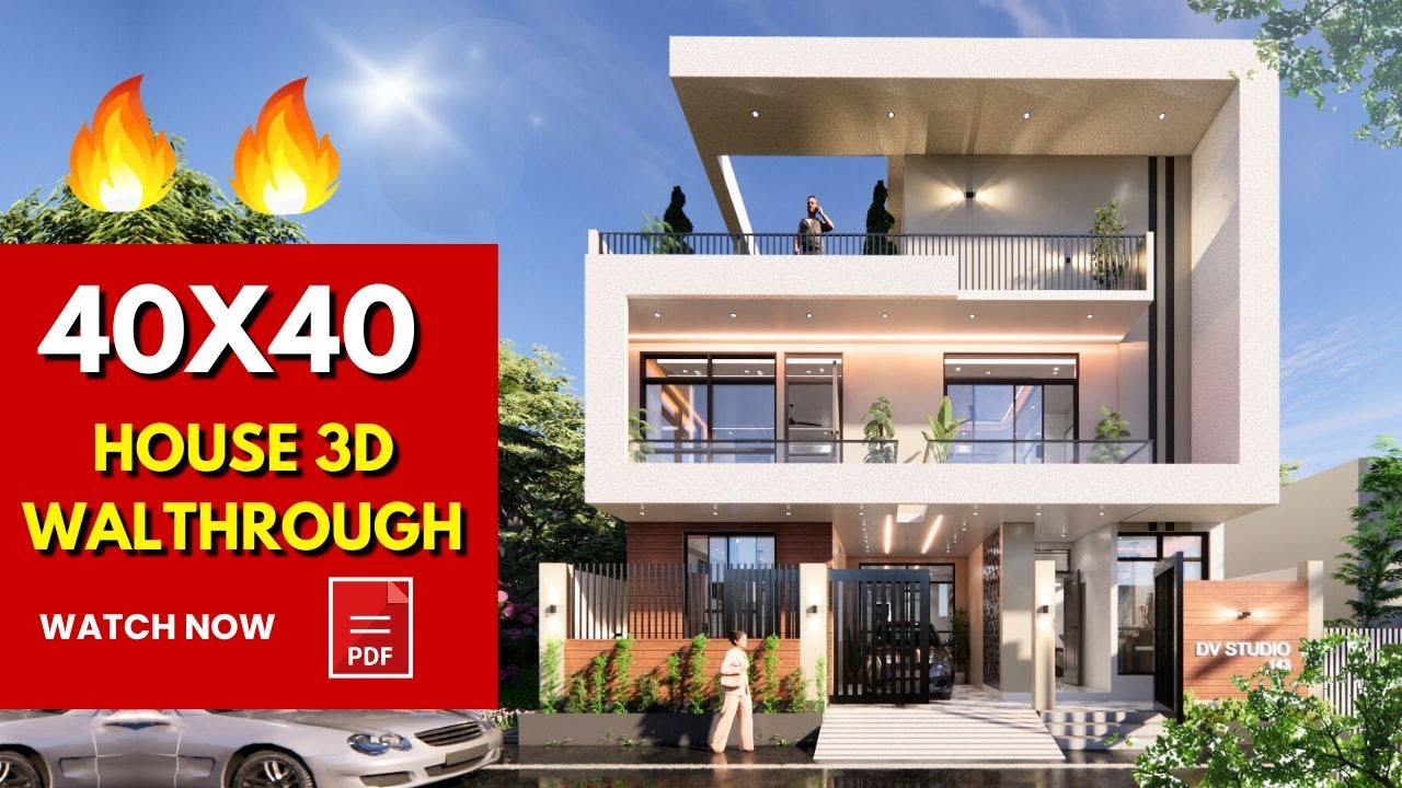 40x40 House plans 3D | 4bhk | DOUBLE HEIGHT DINING + SWIMMING POOL | 12x12 Meters || DV Studio
