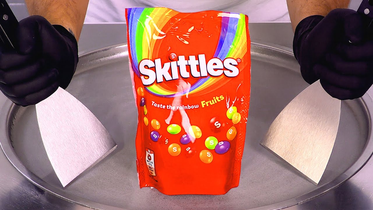 Skittles Ice Cream Rolls — Satisfying Rainbow Swirls | ASMR