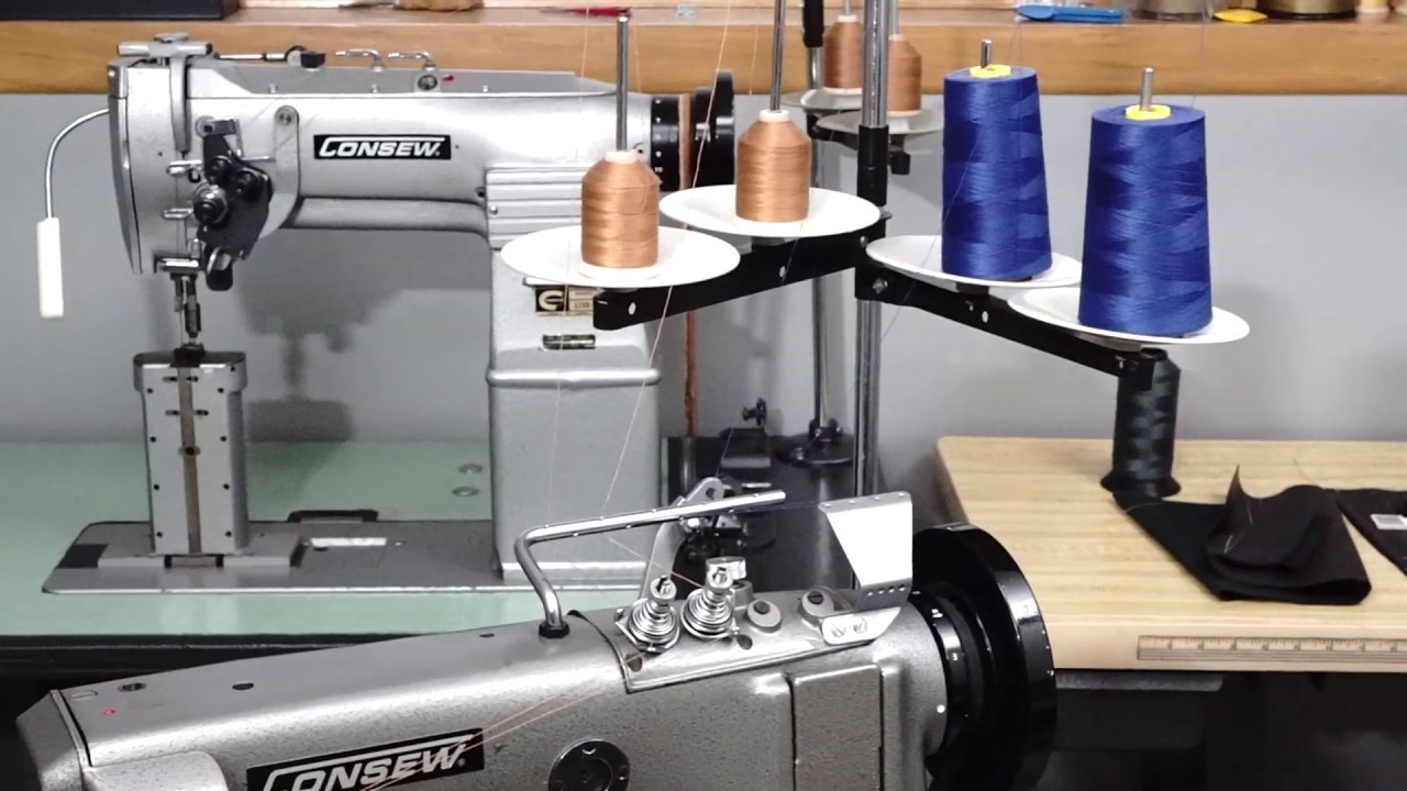 Consew 3302 Double Needle Feed, 4 Thread Chainstitch Industrial Sewing Machine