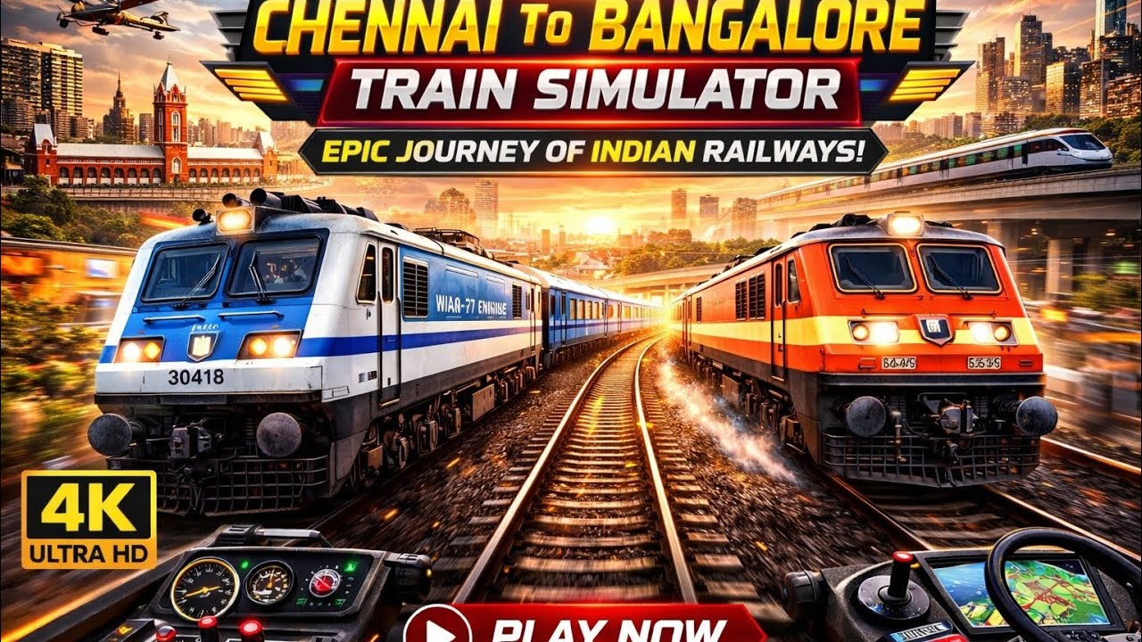 Chennai to Bangalore Train Simulator Gameplay | Indian Railway Journey