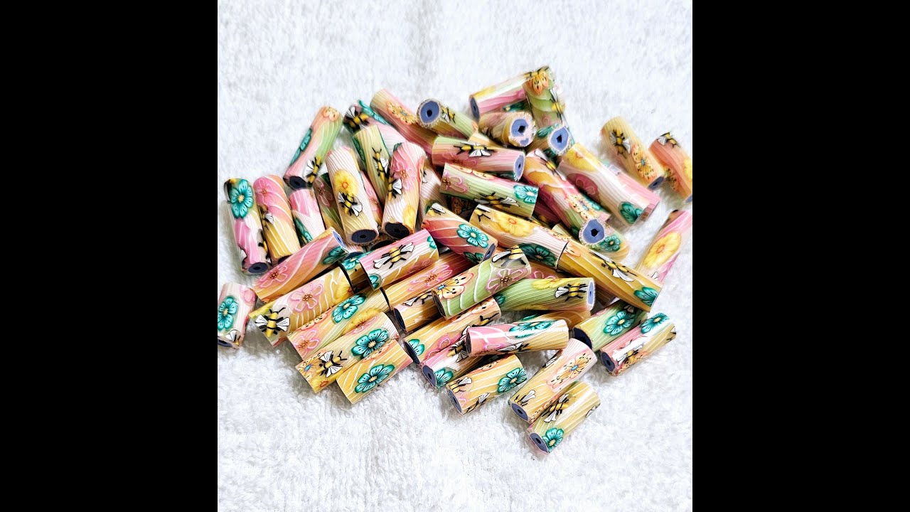 Polymer Clay Spring Tube Beads for Earrings or for use on Beadable Products