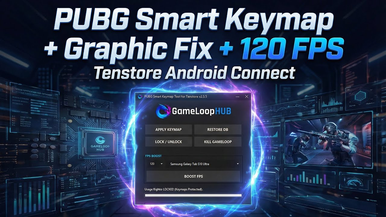 PUBG Smart Keymap + Graphic Fix + 120 FPS (Tenstore Android Connect)