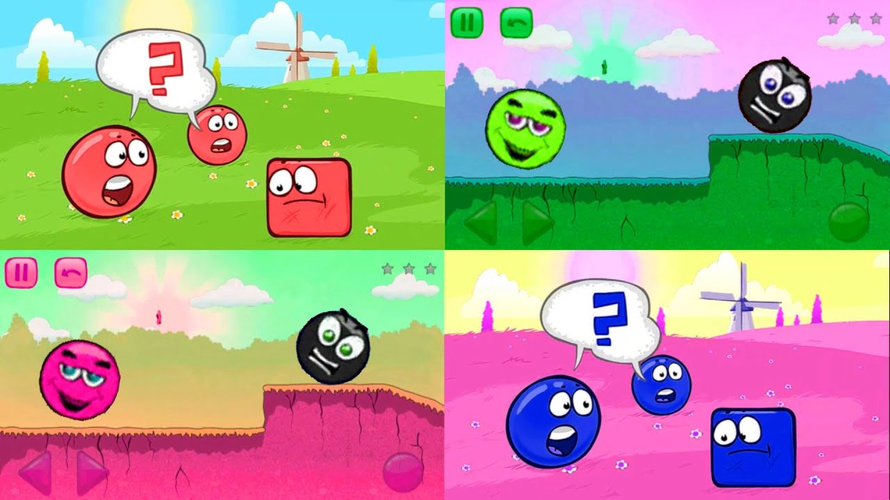 Red Ball 4 & 3 Blue Ball Vs Pink Ball Vs Green Ball Vs Red Ball with All Levels All Boss Full Game