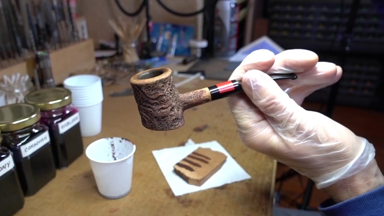 Replacing a High Grade Pipe Stem PART 20 -- Clean stummel, apply understain