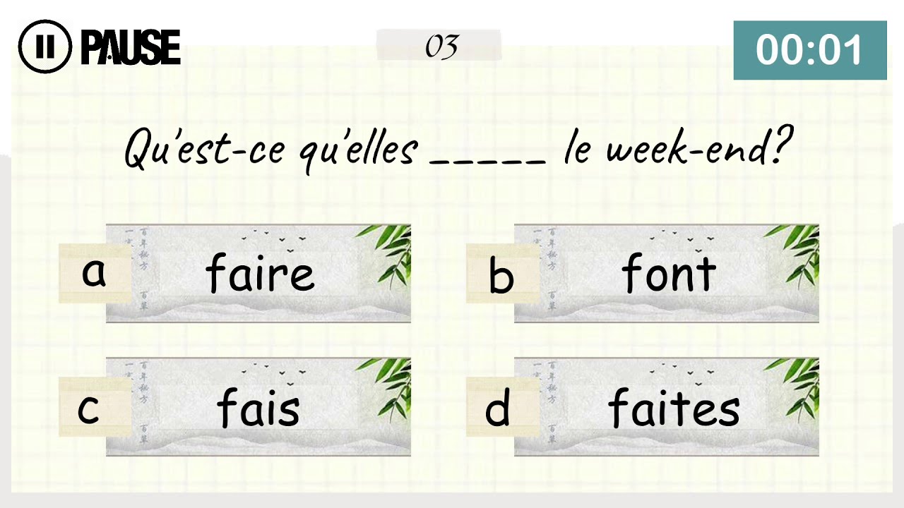 Mixed French Grammar Quiz #1