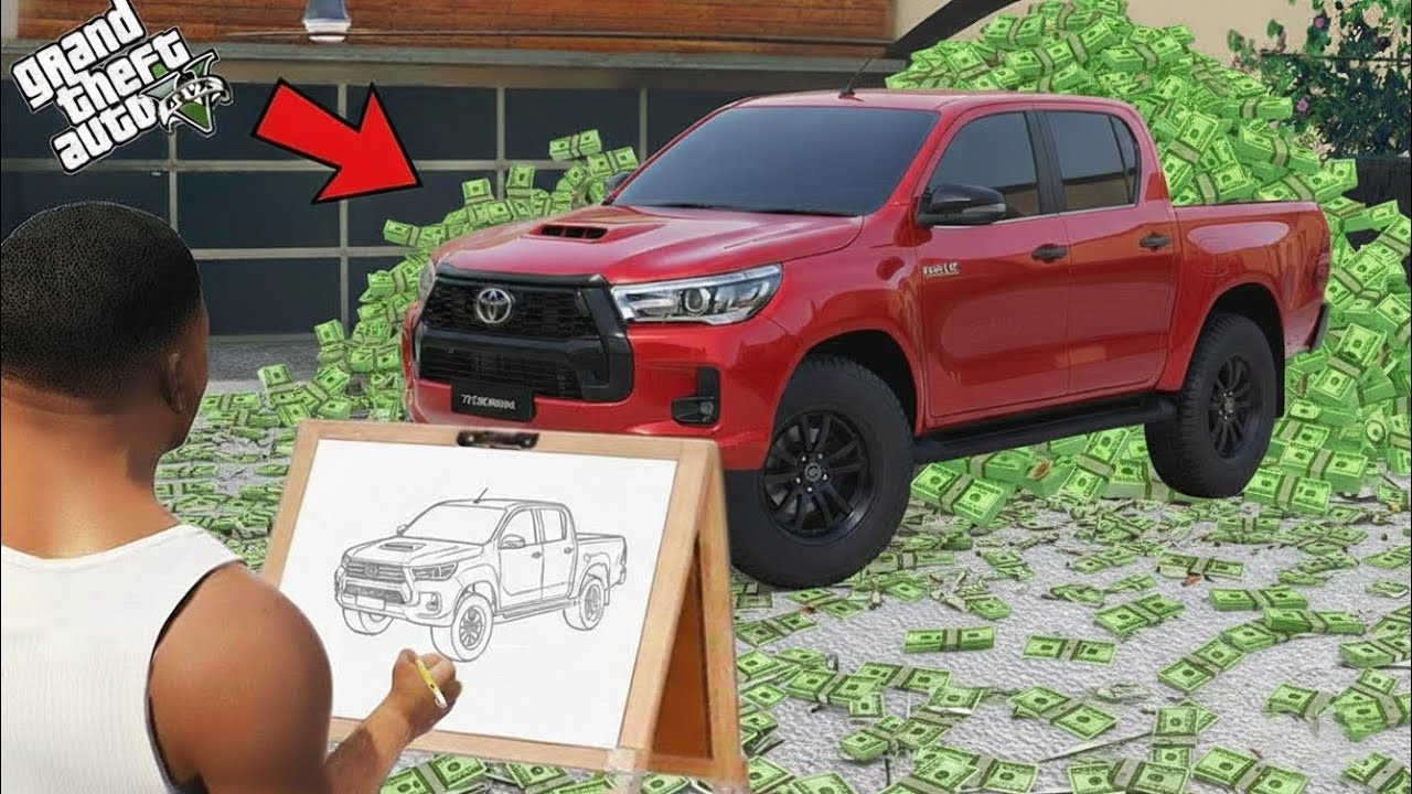 Gta 5 Franklin Shinchan Unlimited Money And Hilux Truck Make Magical Painting Red Colour 