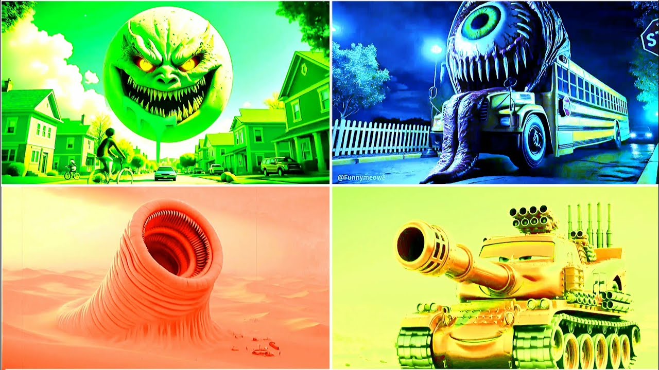 LUNAR MOON 🆚 SCHOOL BUS 🆚 WORM EROSION 🆚 McQUEEN TANK - COFFIN DANCE SONG | TILES HOP #148