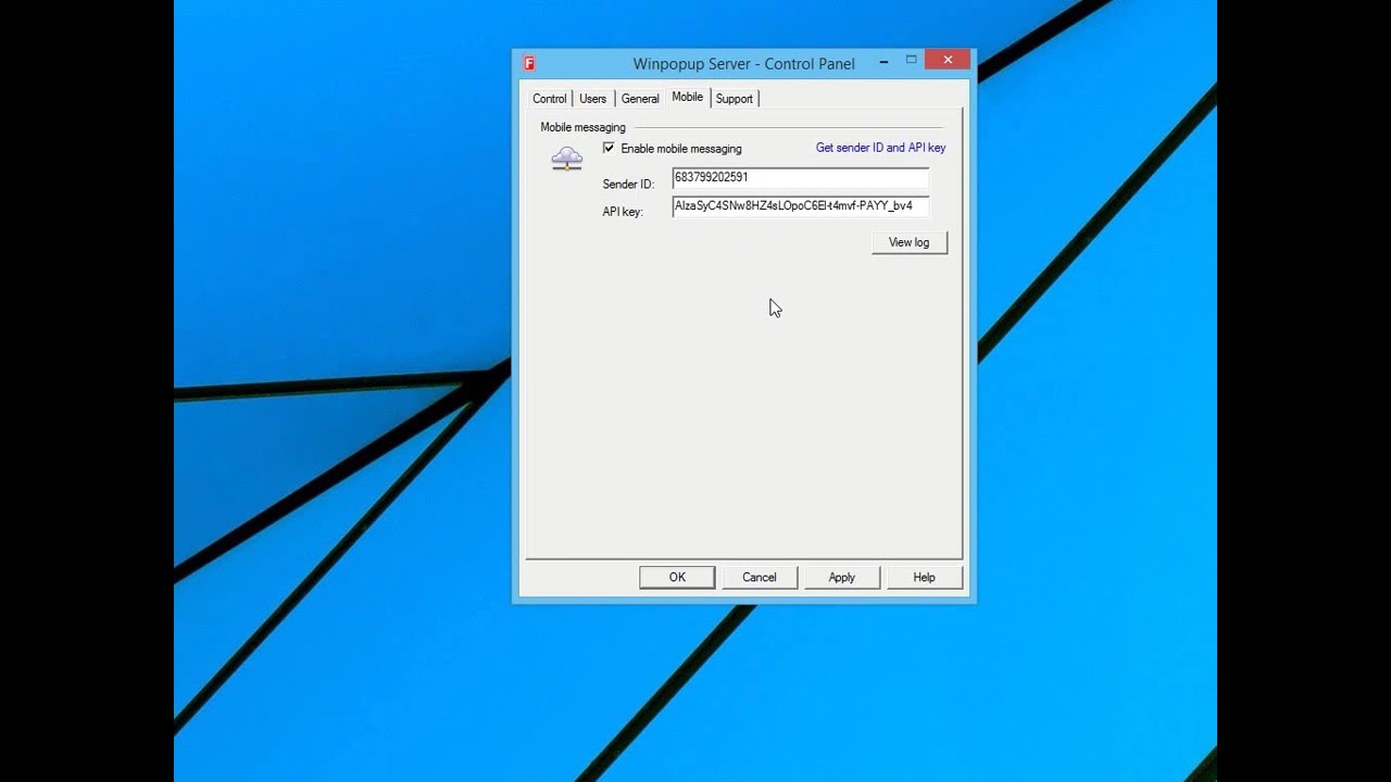 Getting Sender Id and API Key for Winpopup Server