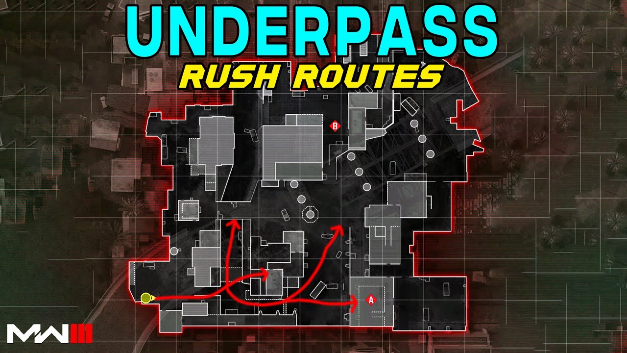 Modern Warfare 3 BEST Search and Destroy Rush Routes on UNDERPASS! (MW3 SnD Tips)