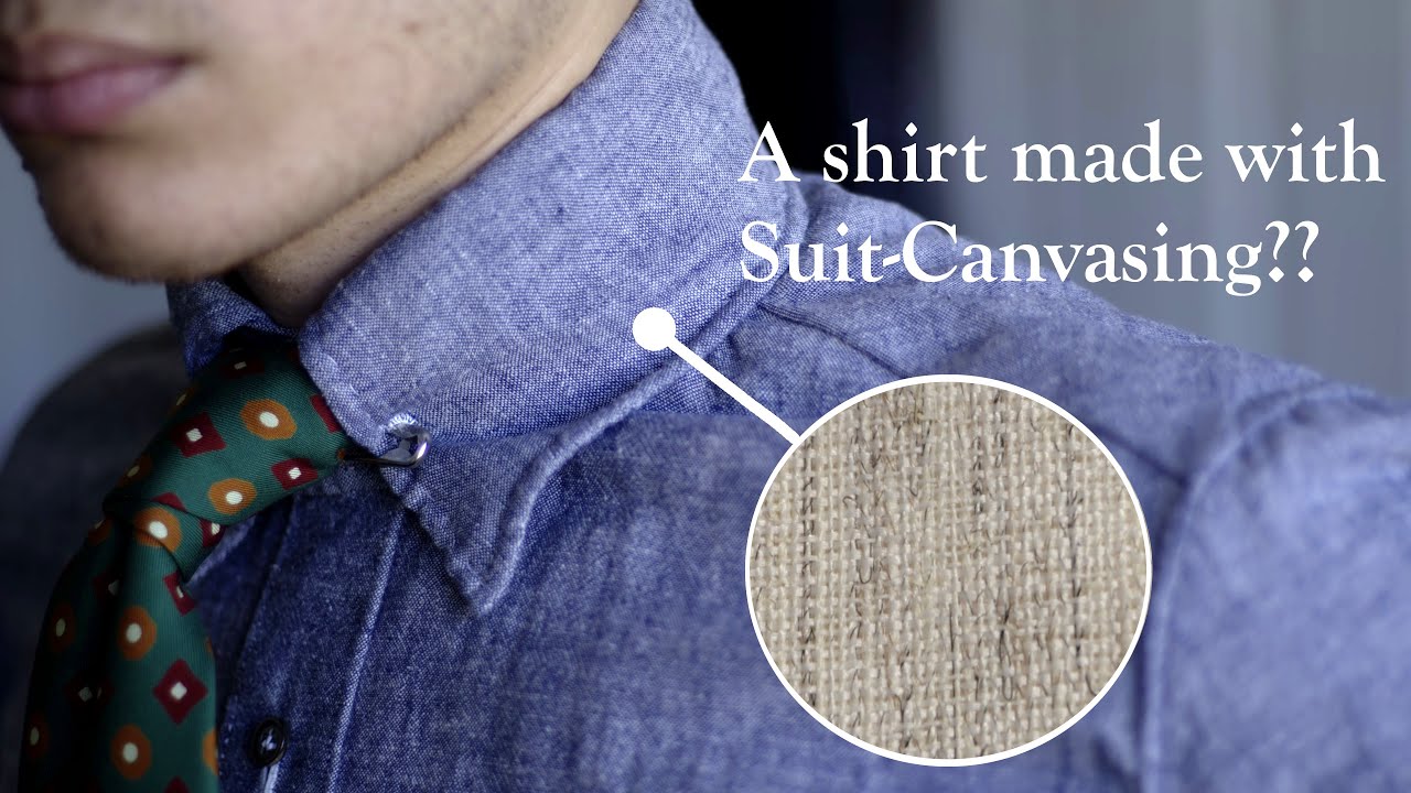 Made with Suit Canvas | A pin collar, rolled hem, chambray shirt