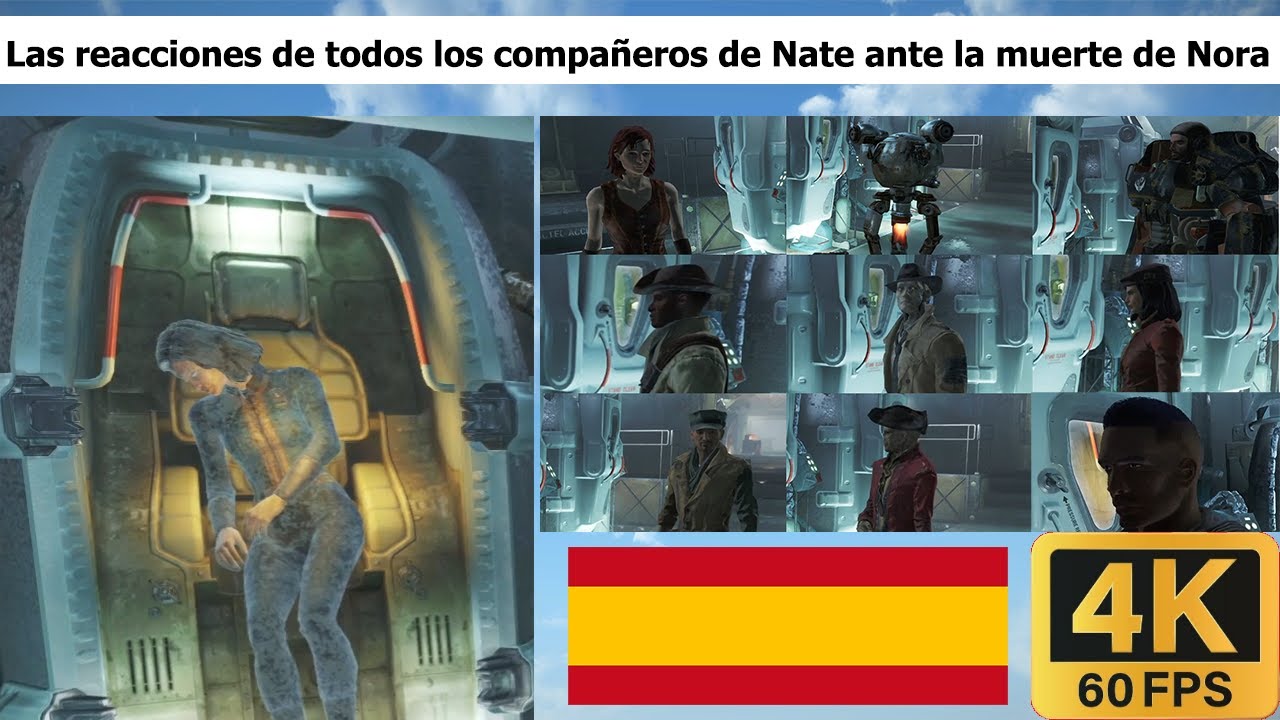 Fallout 4 - Las reacciones de todos los compañeros de Nate ante la muerte de Nora #fallout4 #fallout